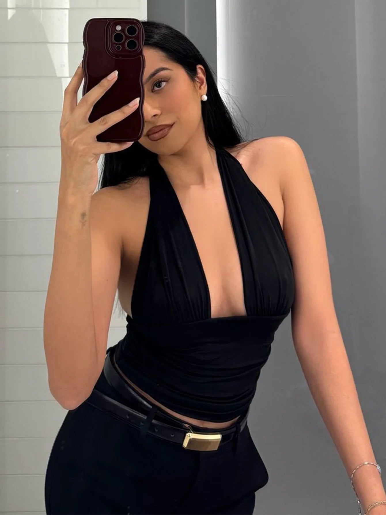 Jayana Deep Neck Halter Top