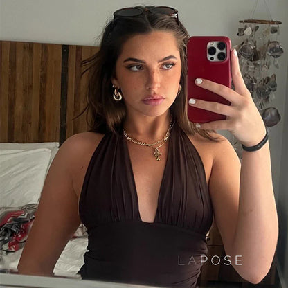 Jayana Deep Neck Halter Top