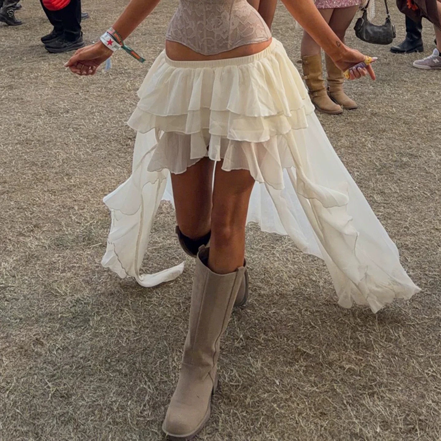 Jayce Tiered Ruffle Asymmetric Skirt