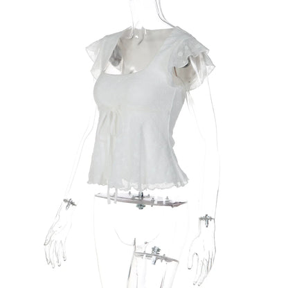 Jonah Lace Flutter Sleeve Top