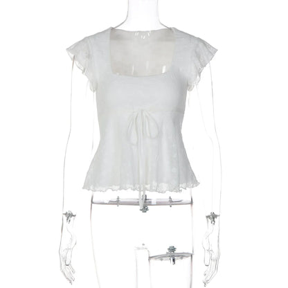 Jonah Lace Flutter Sleeve Top