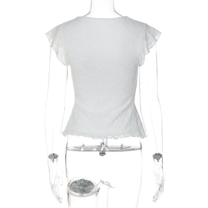 Jonah Lace Flutter Sleeve Top