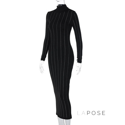 Joslynn High Neck Rhinestone Midi Dress