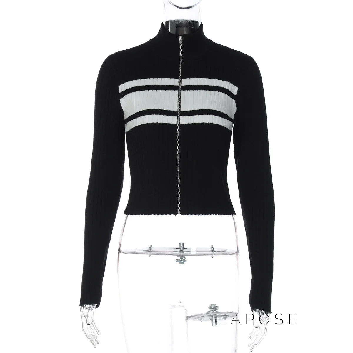 Kacy Contrast Zipper Knit Top