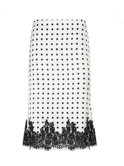 Kaislee Polka Dot Lace Midi Skirt
