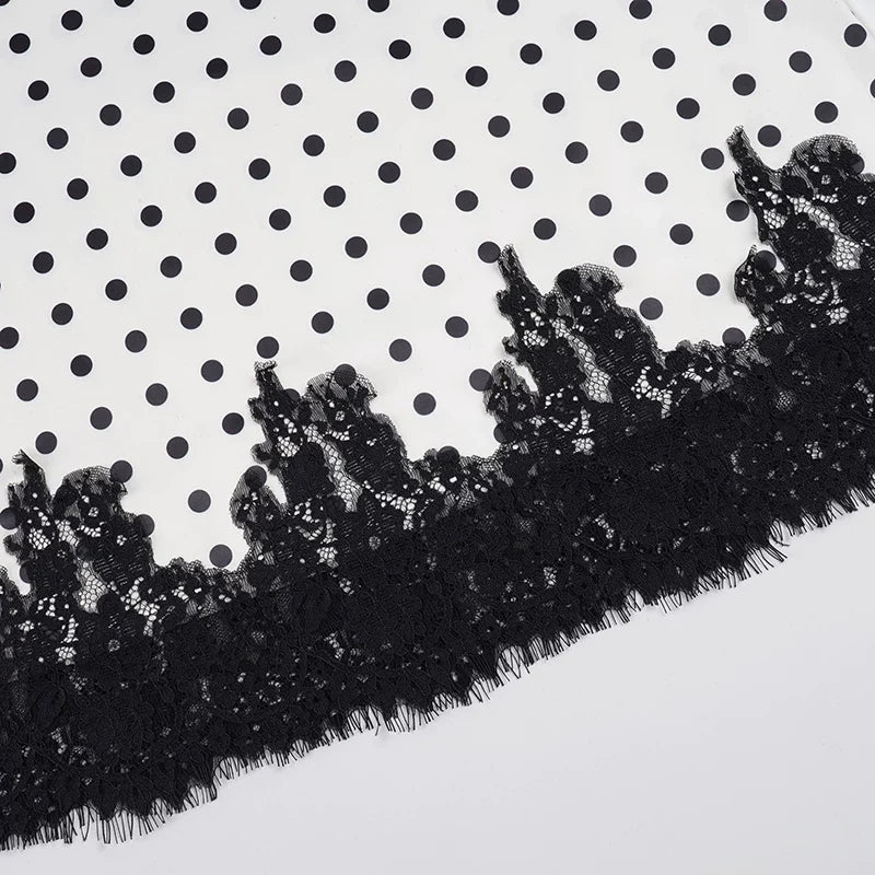 Kaislee Polka Dot Lace Midi Skirt