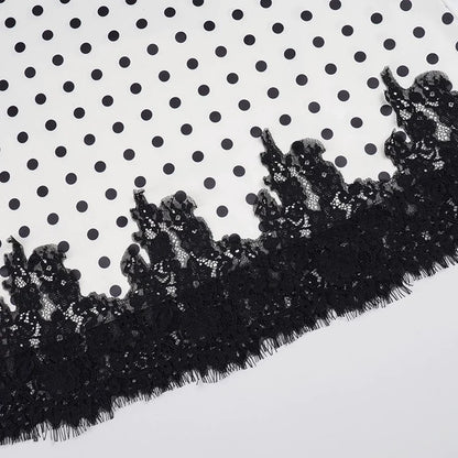 Kaislee Polka Dot Lace Midi Skirt