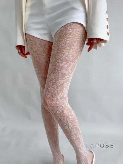 Kaleyah Sheer Lace Print Tights
