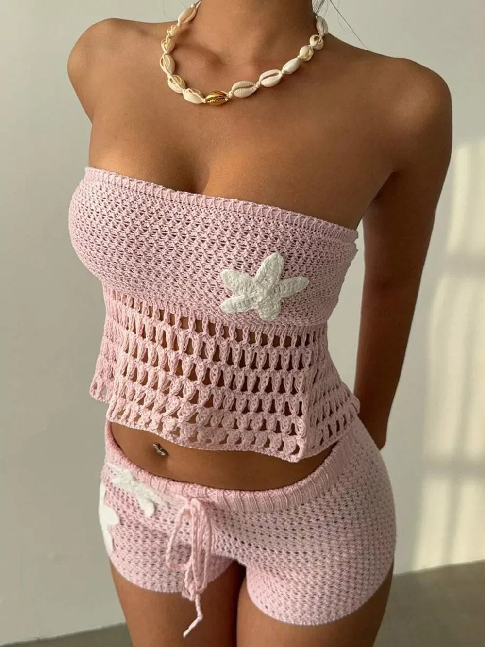 Kalli Crochet Starfish Shorts Set