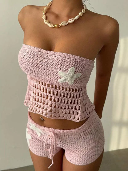 Kalli Crochet Starfish Shorts Set