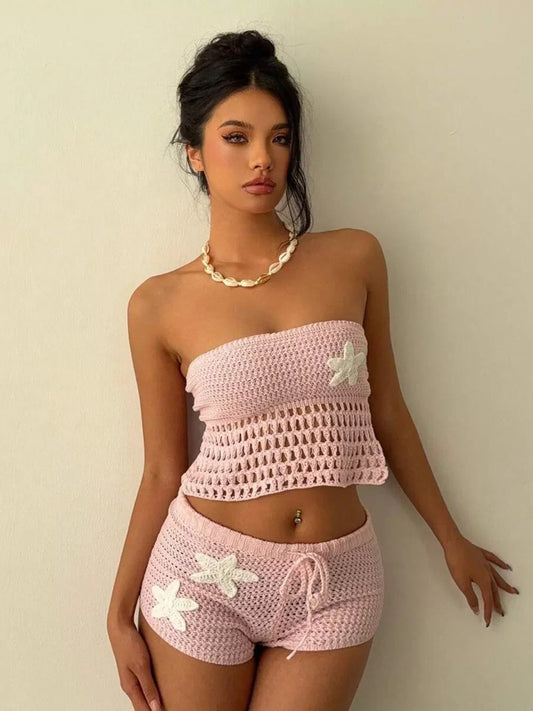 Kalli Crochet Starfish Shorts Set