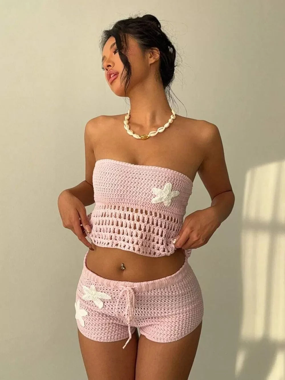 Kalli Crochet Starfish Shorts Set