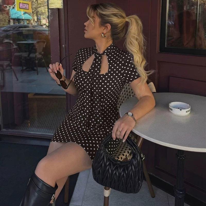 Kamari Polka Dot Cutout Mini Dress