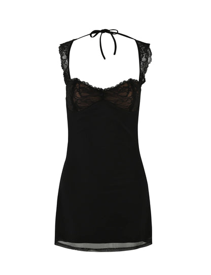 Kamiyah Lace Open Back Mini Dress