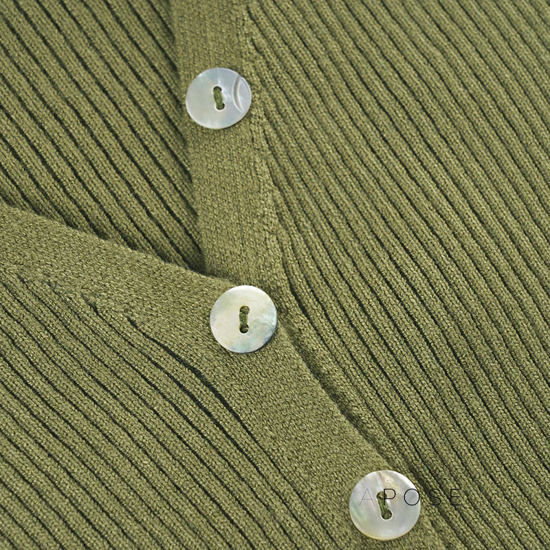 Karaline Ribbed Knit V-Neck Top