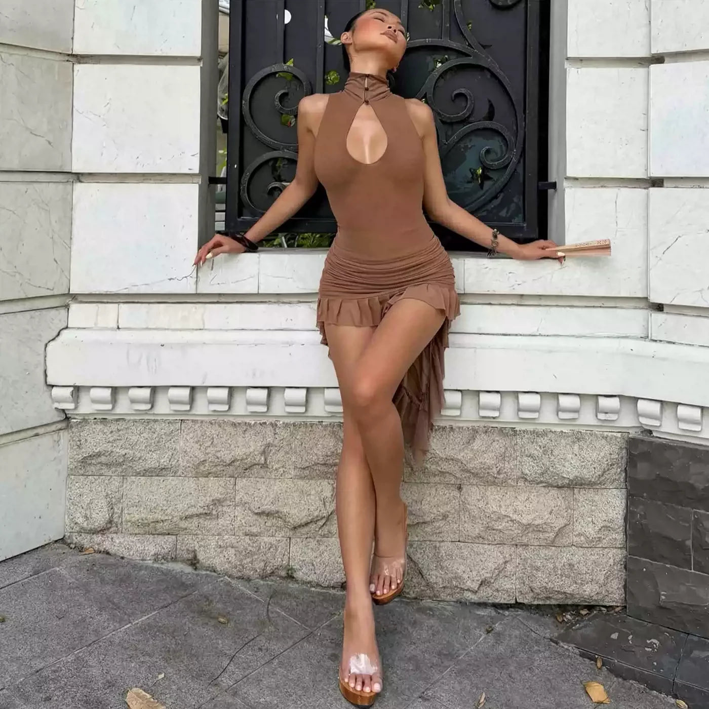 Karen Cut-Out Asymmetric Mini Dress