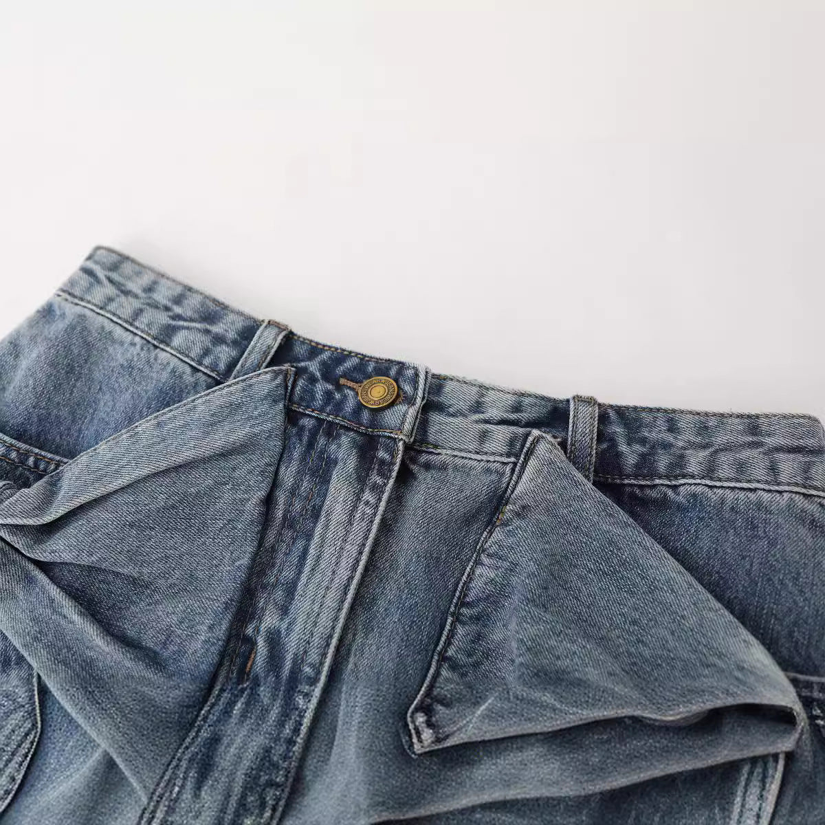 Kendyl Bow Denim Mini Skirt