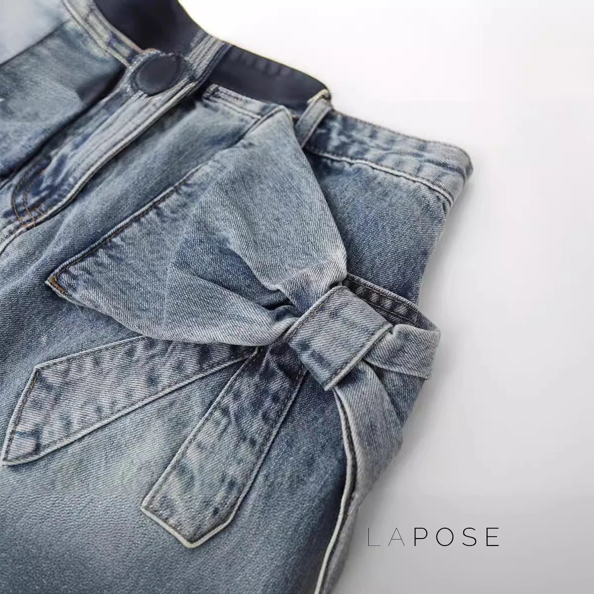 Kendyl Bow Denim Mini Skirt