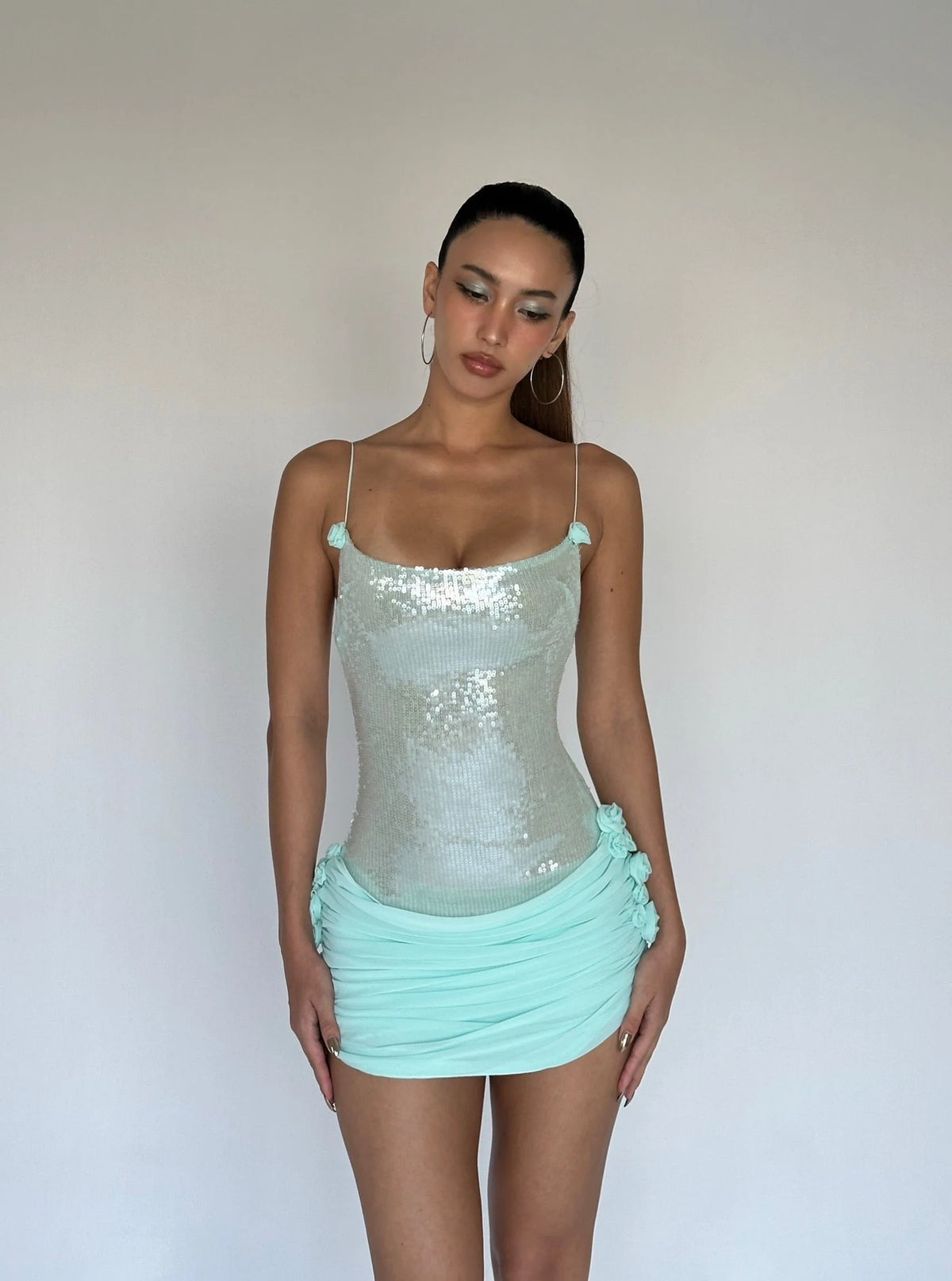 Kennady Sequin Rosette Mini Dress