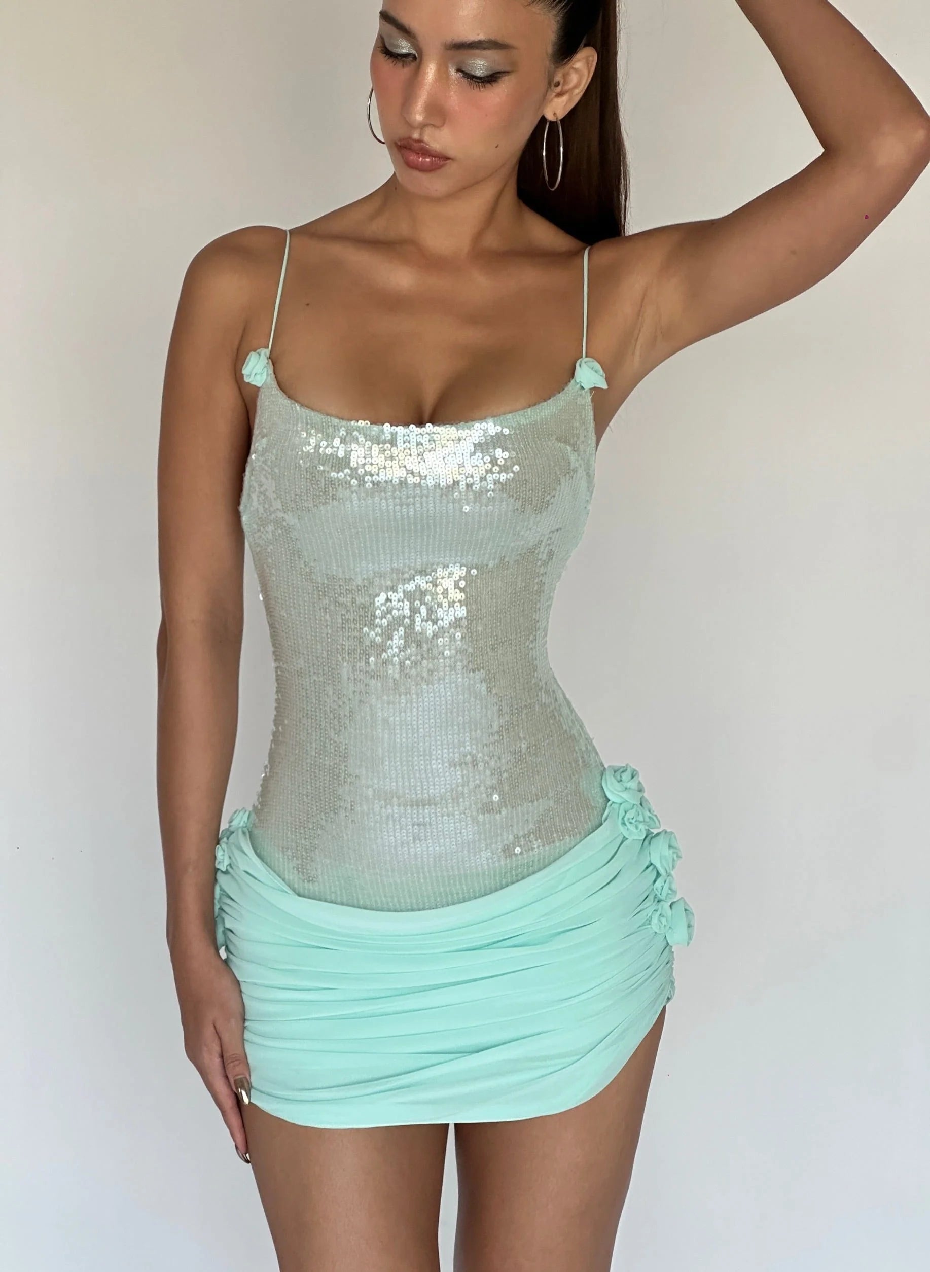 Kennady Sequin Rosette Mini Dress