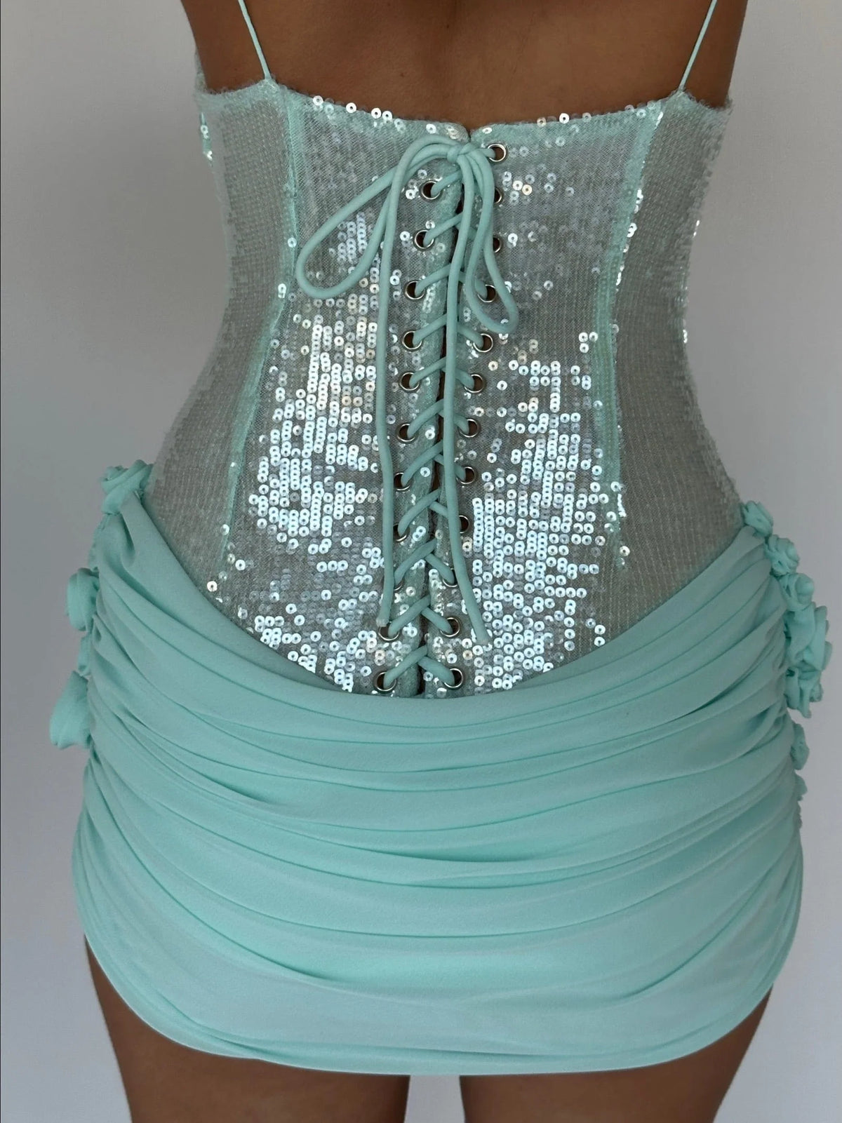 Kennady Sequin Rosette Mini Dress