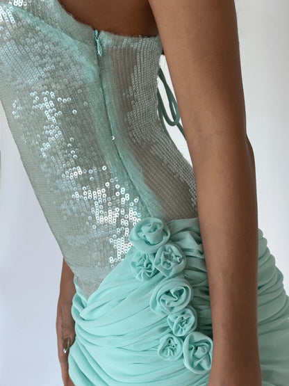 Kennady Sequin Rosette Mini Dress