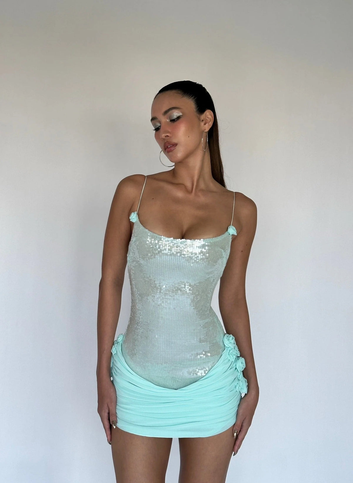 Kennady Sequin Rosette Mini Dress