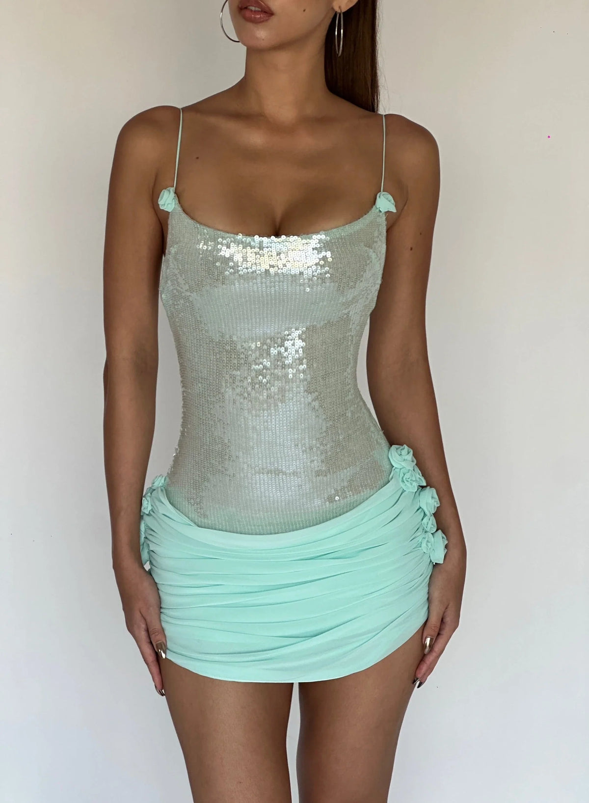 Kennady Sequin Rosette Mini Dress