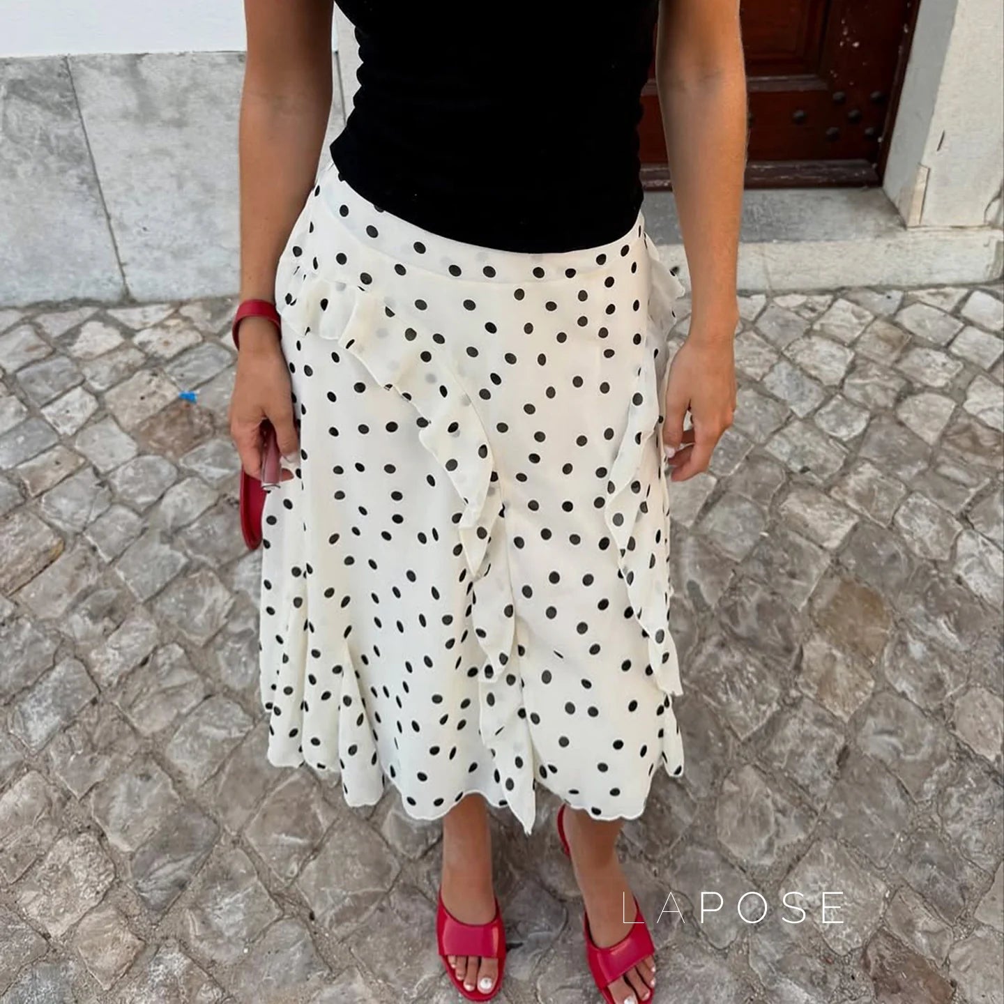 Kenzley Ruffled Patchwork Asymmetric Skirt