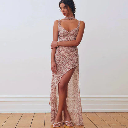 Khalia See-Through Floral Maxi Dress
