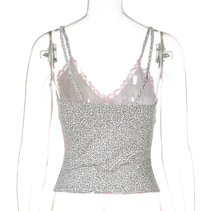Khelani Lace Leopard Print Cami