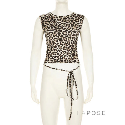Khelani Leopard Asymmetric Skirt Set