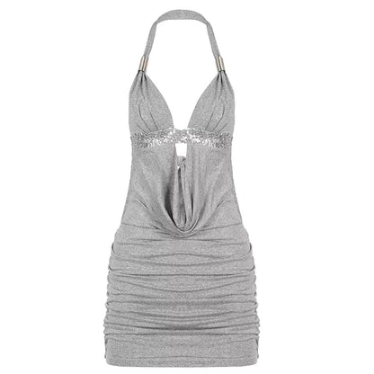 Kolbie Sequin Halter Mini Dress