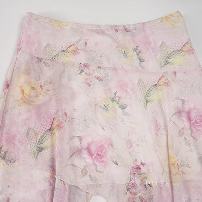 Korie Printed Ruffle Midi Skirt