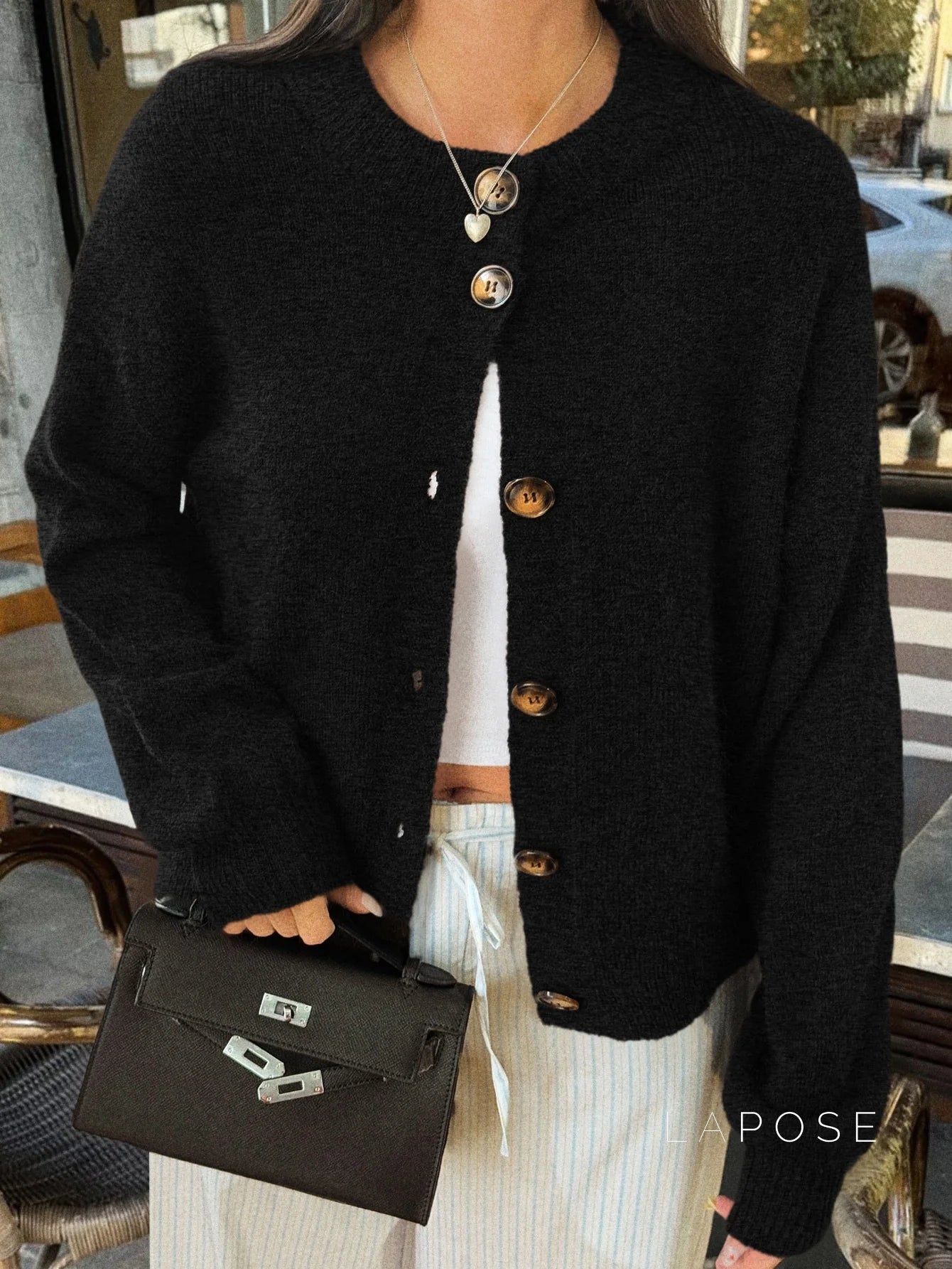 Kristy Button-Front Knit Cardigan