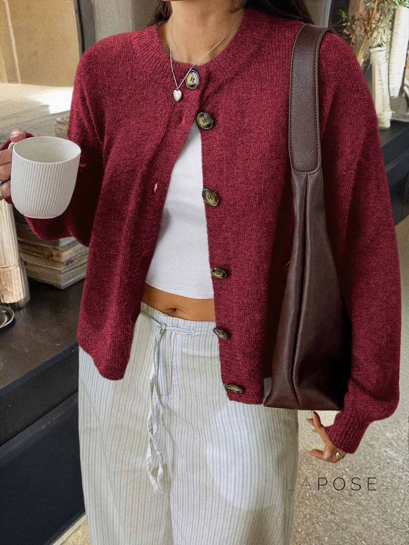 Kristy Button-Front Knit Cardigan