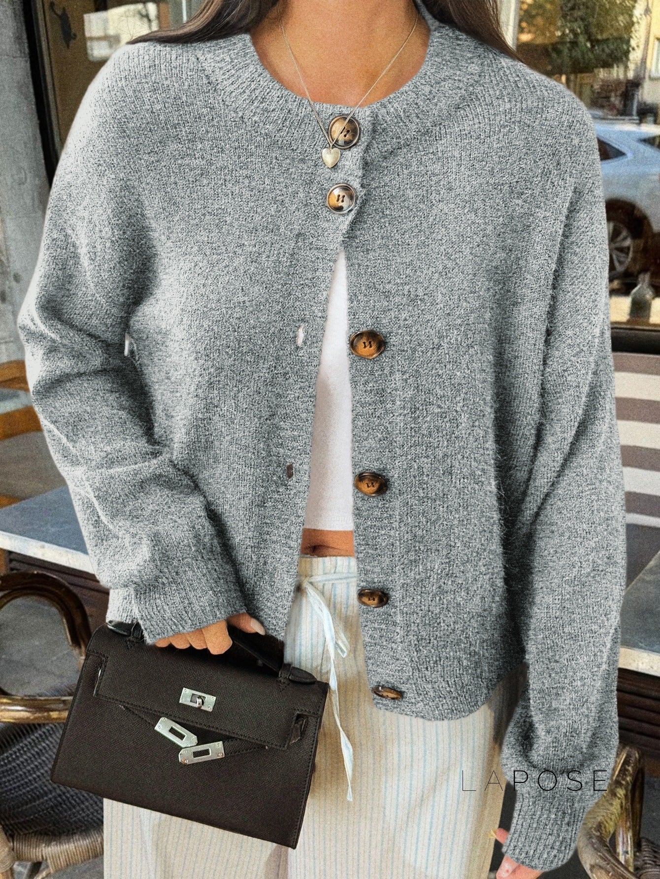 Kristy Button-Front Knit Cardigan
