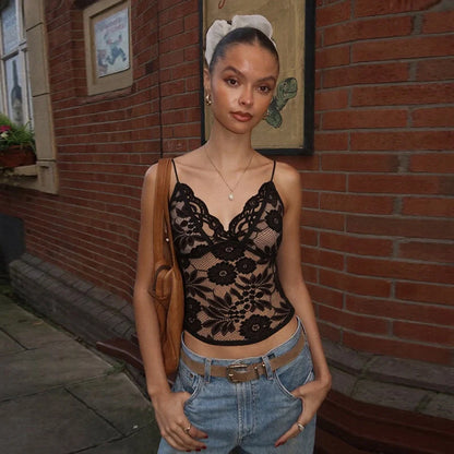 Lace See-Through V-Neck Camisole