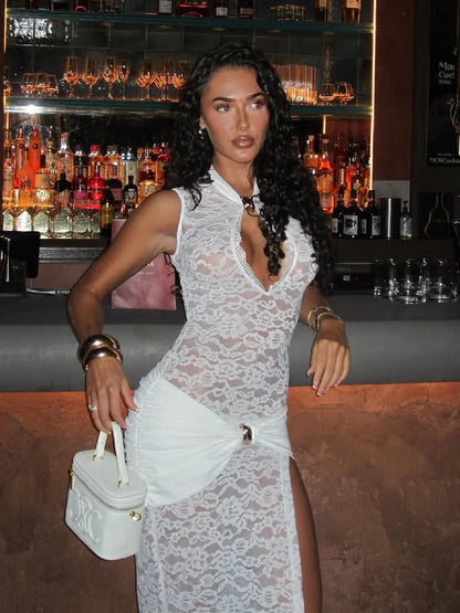 Lace Slit Maxi Dress