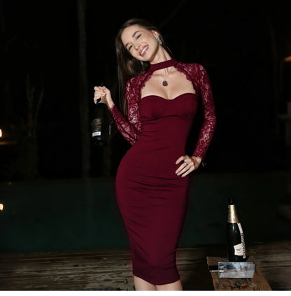 Lace Slit Maxi Dress