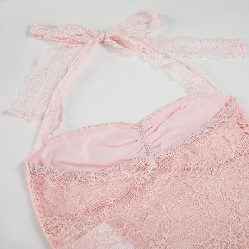 Lace Trim Halter Camisole Top