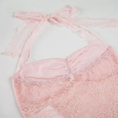 Lace Trim Halter Camisole Top