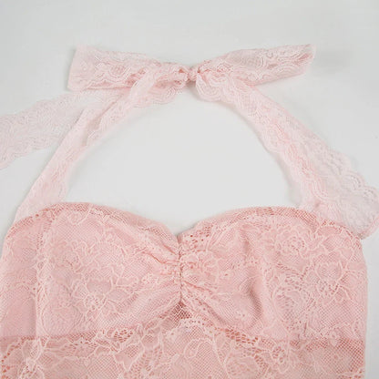 Lace Trim Halter Camisole Top