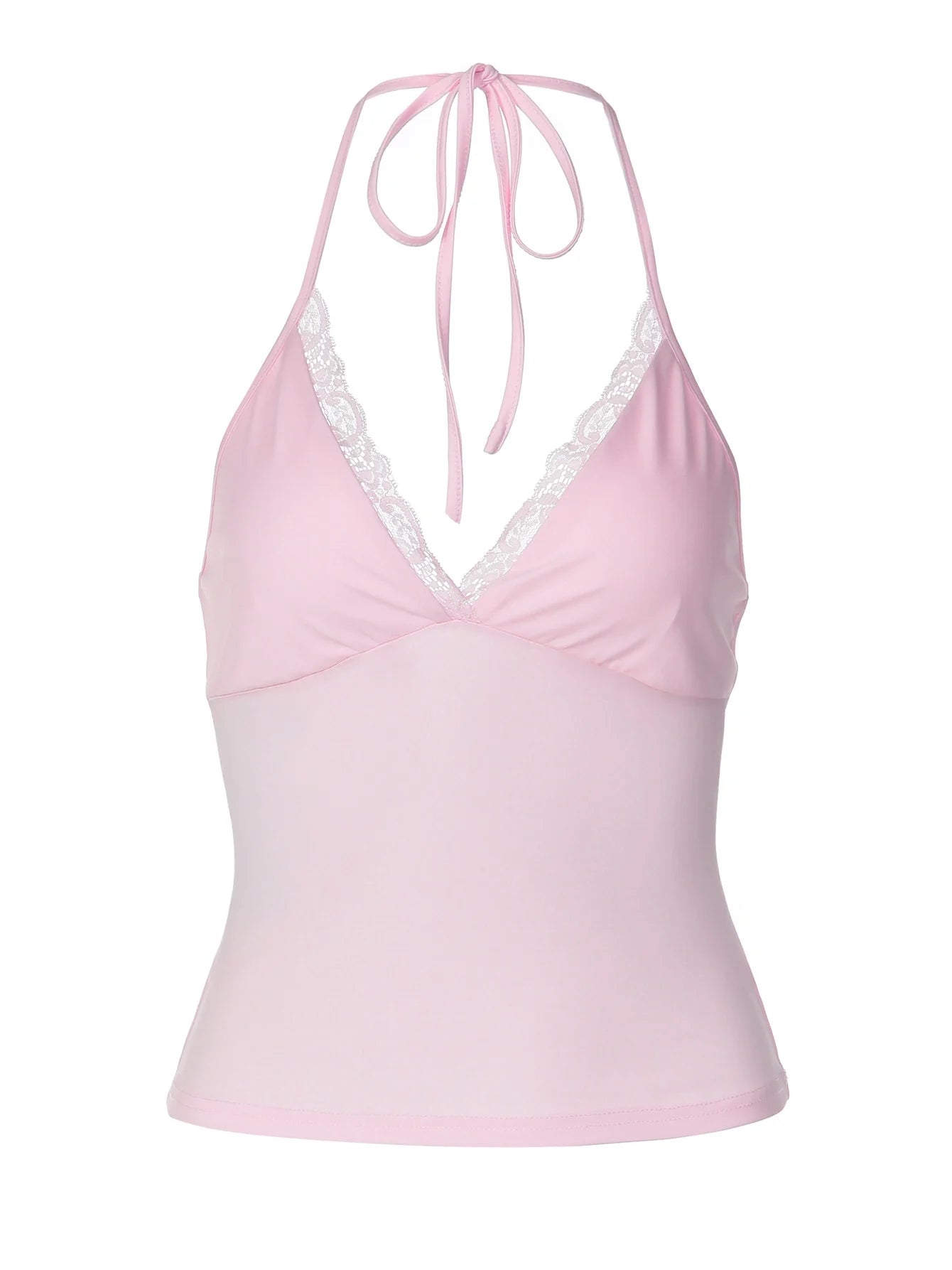 Lace Trim V-Neck Halter Top