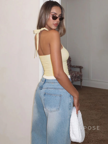 Lahna Halter Backless Crop Top