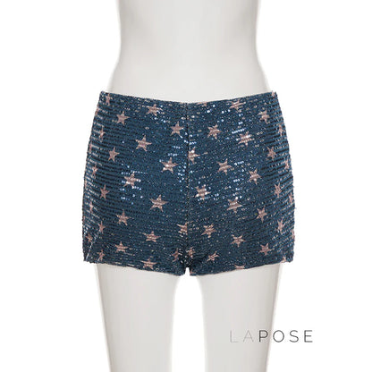Laikynn Blue Sequin Shorts