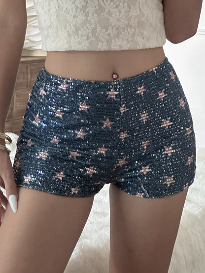 Laikynn Blue Sequin Shorts