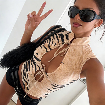 Laiyla Zebra Print Cutout Top