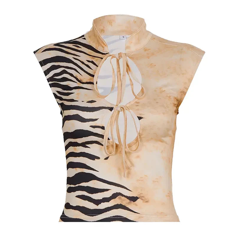 Laiyla Zebra Print Cutout Top