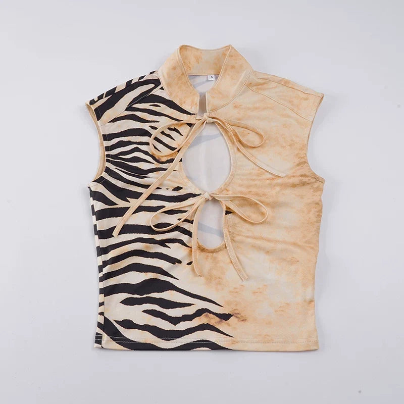 Laiyla Zebra Print Cutout Top